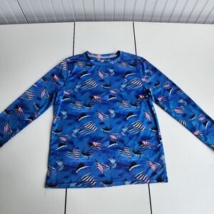 Reel Legends Boys Sword Flag Fish Print Activewear Long Sleeve Shirt L 14/16